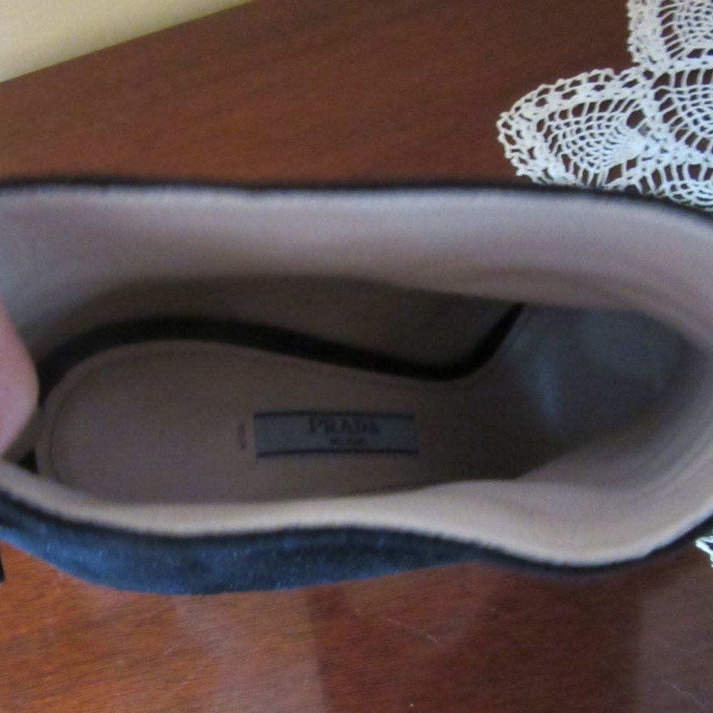 Prada Calzature Donna Open Toe Black Suede High Heel Booties in Size 39 or 8 US - Picture 6 of 8